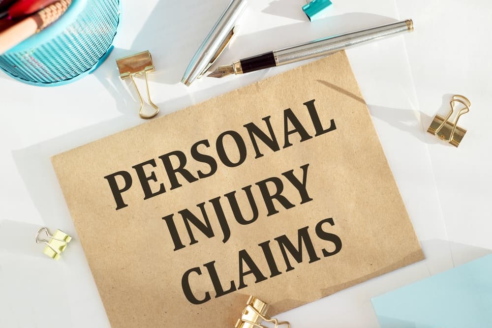 Craft envelope with Tools and Notes with text Personal injury claims